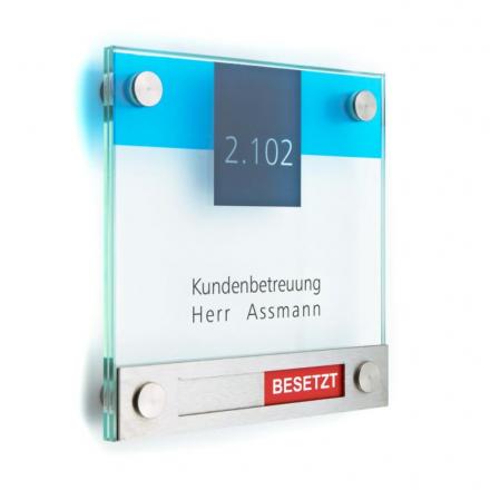 Tuerschild VITRUM Frei Belegt Rot Grün aus Glas 130 130 mm